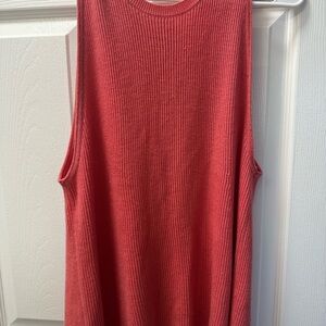Splendid Coral Ribbed Sleeveless Tank Top